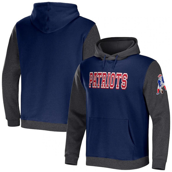 New England Patriots x Darius Rucker Collection Navy/Charcoal Colorblock Pullover Hoodie